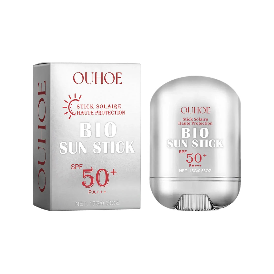 Stick de protection solaire bio SPF 50+ de la marque Ouhoe.