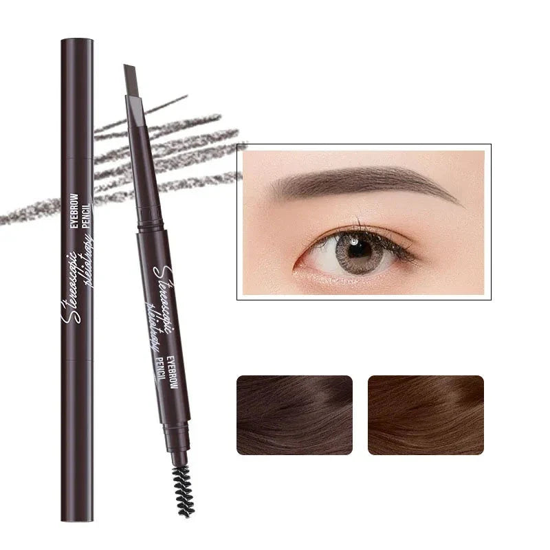 Crayon à sourcils brun foncé avec deux extrémités pour remplir et brosser les sourcils.