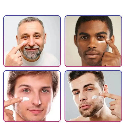 Quatre personnes appliquent des produits de soin du visage ou de la crème hydratante sous leurs yeux.