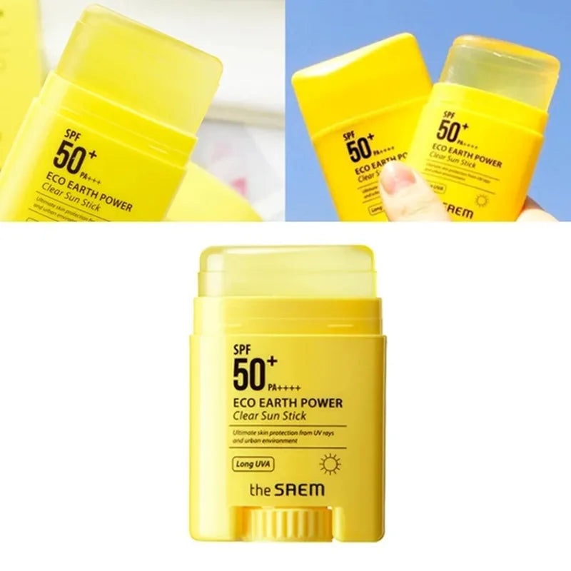 Stick solaire jaune SPF 50+ de la marque The Saem.