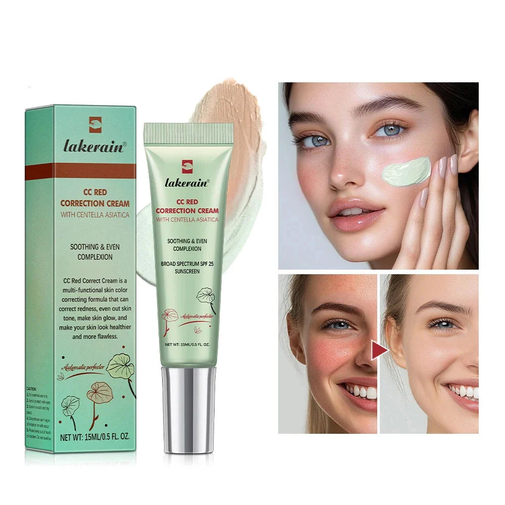 Produit correcteur CC cream vert menthe avec sa boîte d’emballage au détail.