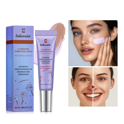 Tube violet de la crème CC Brightening Correction avec sa boîte d’emballage.