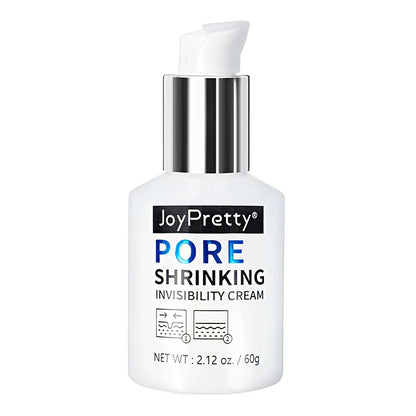 Flacon blanc de JoyPretty Pore Shrinking Invisibility Cream avec un distributeur à pompe argenté.