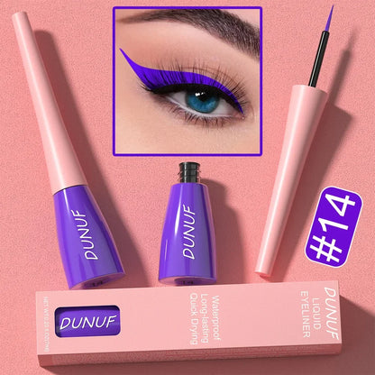 Eyeliner liquide violet vibrant avec un emballage rose.