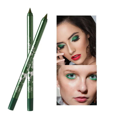 Deux crayons eyeliner vert métallisé.