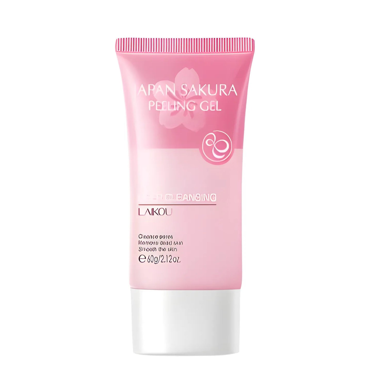 Gel gommant Sakura rose dans un tube avec un bouchon blanc.