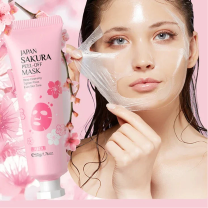 Tube du masque facial Sakura rose du Japon avec motif de fleurs de cerisier.