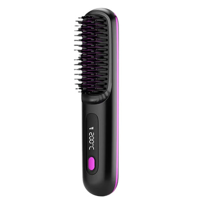 Brosse à lisser noire et rose avec poils.