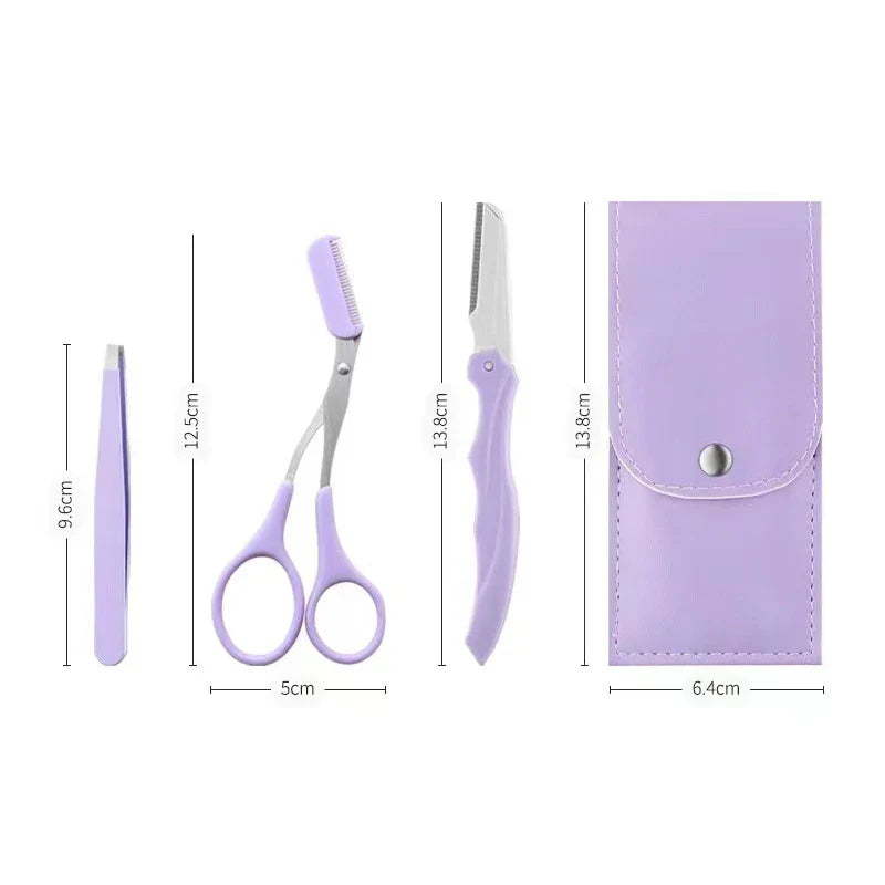 Set d’outils de manucure violet avec ciseaux, lime et étui de transport.