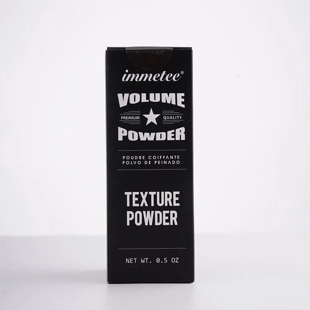 Flacon noir de poudre de texture volumineuse Immetec pour la coiffure.