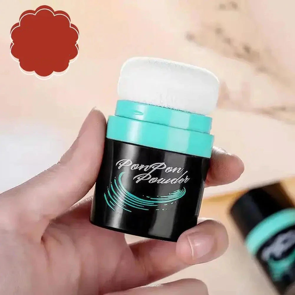 Pot à cosmétiques noir avec un couvercle turquoise et un bouchon blanc.