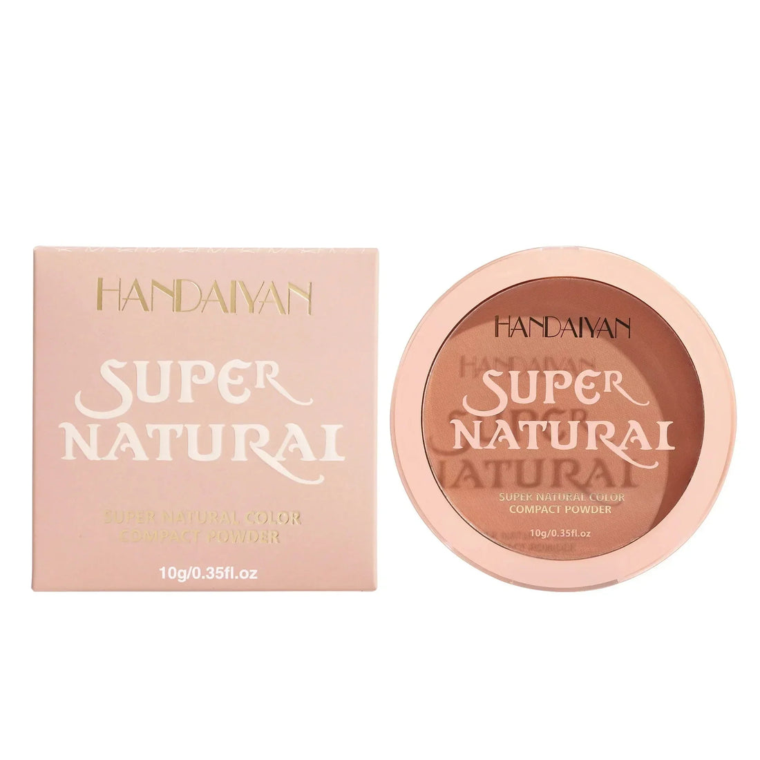 Compact de maquillage de marque Handaiyan Super Natural dans un emballage or rose.