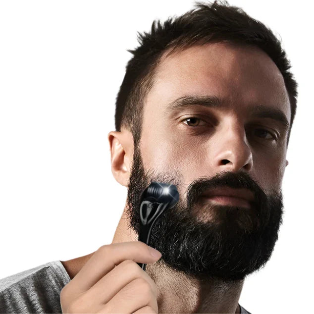 Tondeuse à barbe noire utilisée pour entretenir les poils du visage.