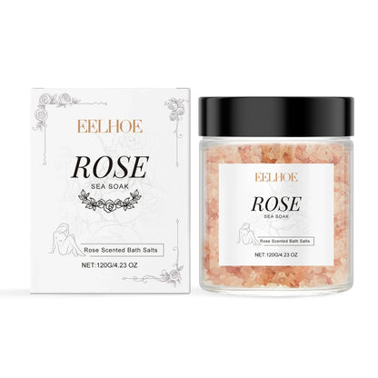 Sels de bain à la rose de l’Himalaya dans un pot en verre avec boîte assortie.