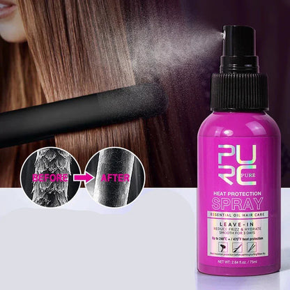 Vaporisateur rose de protection contre la chaleur pour la coiffure.