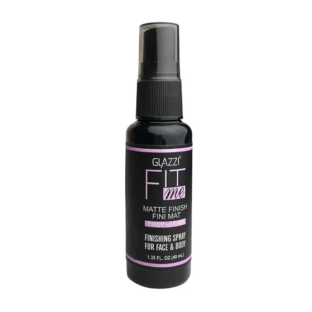 Flacon noir de spray fixant Glazzi Fit matte finish.